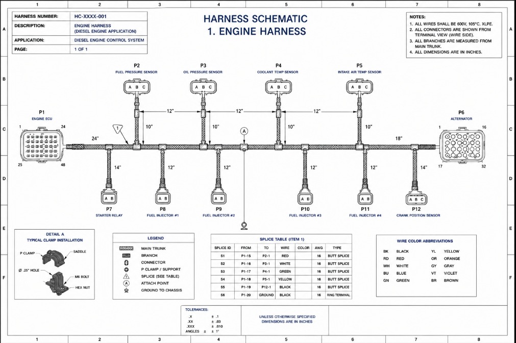 Diesel and gas generator engine harnesses example